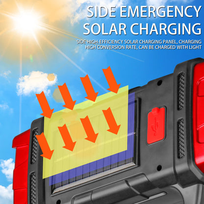 Linterna solar de mano con banco de energía, linterna de trabajo recargable por USB LED para acampar, pescar y buscar